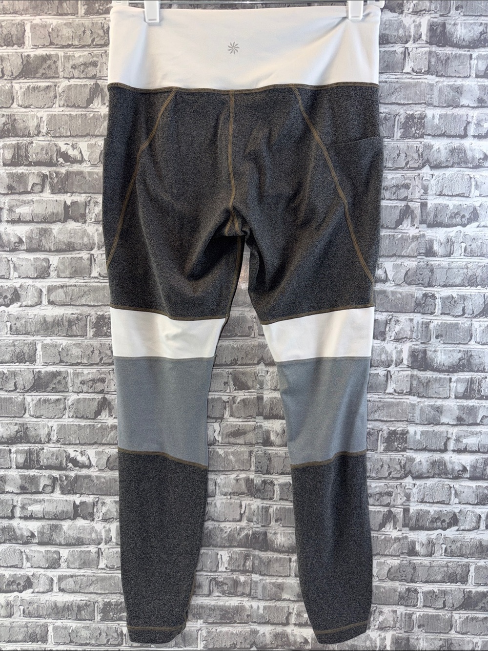 Athleta Colorblock Active Leggings - Gray & White
